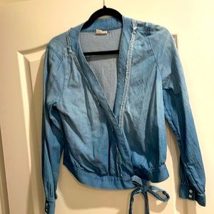 Jean wrap around top
